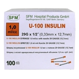 Шприцы 1,0мл Инсулин U-100 SFM, с интегрир.иглой 0,33*12,7- 29G уп.№10 - фото 6390